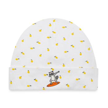 Waschbär Surf-Charme - Baby Premium Organic Mütze - Weiß/Zitronengelb - Vorne