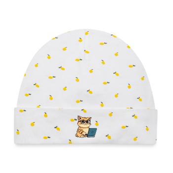 Coding Cat - Baby Premium Organic Mütze - Weiß/Zitronengelb - Vorne