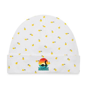 Nessie Loch Ness Sonnenuntergangsillustration - Baby Premium Organic Mütze - Weiß/Zitronengelb - Vorne