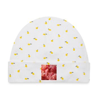 Intensive rosa Seidenblüten - Baby Premium Organic Mütze - Weiß/Zitronengelb - Vorne