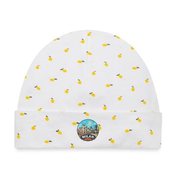 Mailand, Italien Duomo Fashion Capital Reiseabzeichen - Baby Premium Organic Mütze - Weiß/Zitronengelb - Vorne