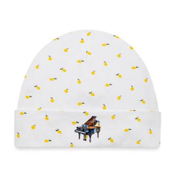 Wasserfarben Piano Impression - Baby Premium Organic Mütze - Weiß/Zitronengelb - Vorne