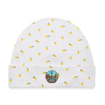 Brügge, Belgien, Belfry Canal Swans Reiseabzeichen - Baby Premium Organic Mütze - Weiß/Zitronengelb - Vorne