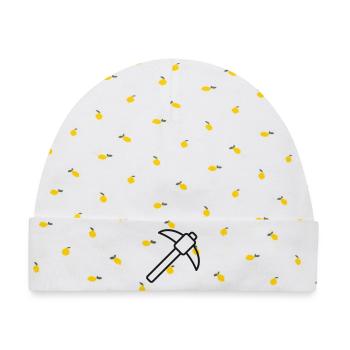Spitzhacke-Linien-Symbol - Baby Premium Organic Mütze - Weiß/Zitronengelb - Vorne