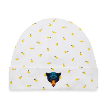 schwarzbären baby, tier designs - Baby Premium Organic Mütze - Weiß/Zitronengelb - Vorne