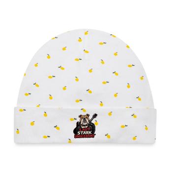 Laut stark ungezähmt Bulldogge Rocker Design - Baby Premium Organic Mütze - Weiß/Zitronengelb - Vorne