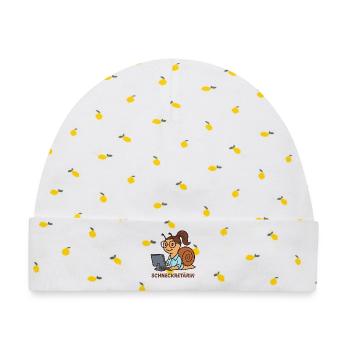 SCHNECKRETÄRIN - Baby Premium Organic Mütze - Weiß/Zitronengelb - Vorne