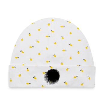Design geometrischer Kreise - Baby Premium Organic Mütze - Weiß/Zitronengelb - Vorne