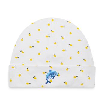 Delfin - Baby Premium Organic Mütze - Weiß/Zitronengelb - Vorne