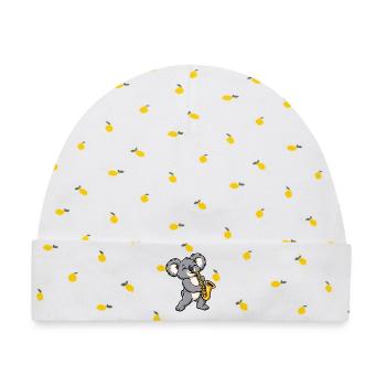 Koala mit Saxophon - Baby Premium Organic Mütze - Weiß/Zitronengelb - Vorne