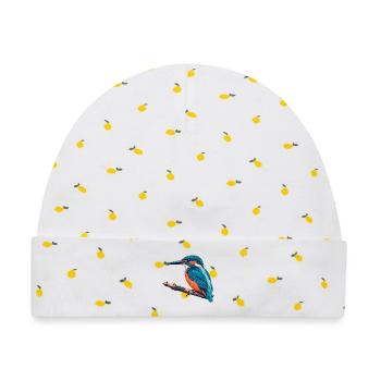 Eisvogel Risograph - Baby Premium Organic Mütze - Weiß/Zitronengelb - Vorne