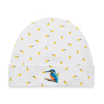 Eisvogel Retro - Baby Premium Organic Mütze - Weiß/Zitronengelb - Vorne