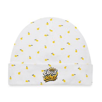 Bassd Scho Graffiti Krone Design - Baby Premium Organic Mütze - Weiß/Zitronengelb - Vorne