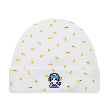 8-Bit Gamer Cat — Retro-Pixelkunst - Baby Premium Organic Mütze - Weiß/Zitronengelb - Vorne