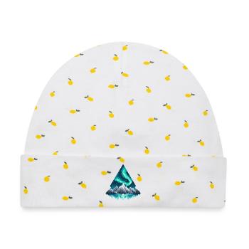 Geometrische Bergkette in Teal - Baby Premium Organic Mütze - Weiß/Zitronengelb - Vorne