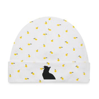 Nachtkatzen Silhouette - Baby Premium Organic Mütze - Weiß/Zitronengelb - Vorne