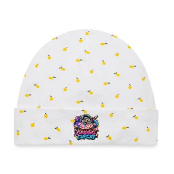 Cosmic Cupcat – Katze im Weltraum - Baby Premium Organic Mütze - Weiß/Zitronengelb - Vorne