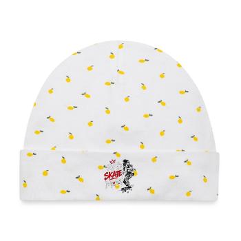 Cool Skater Mom mit Baby - Skateboarding - Baby Premium Organic Mütze - Weiß/Zitronengelb - Vorne