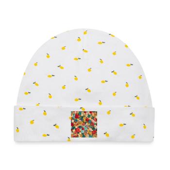 Bunte Knöpfe – Collage Couture - Baby Premium Organic Mütze - Weiß/Zitronengelb - Vorne