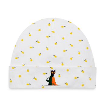 Spooky Geometry Cat - Baby Premium Organic Mütze - Weiß/Zitronengelb - Vorne