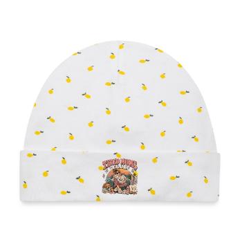 Tired Moms Club: Chaos und Kaffee - Baby Premium Organic Mütze - Weiß/Zitronengelb - Vorne