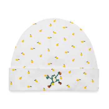 Frosch Skateboard Akrobat – Bouldern - Baby Premium Organic Mütze - Weiß/Zitronengelb - Vorne