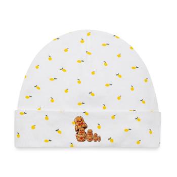 Lebkuchenpuppenmann stapelbares Elsass - Baby Premium Organic Mütze - Weiß/Zitronengelb - Vorne