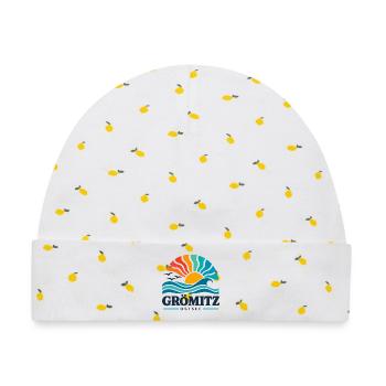 Grömitz - Ostsee - Deutschland - Riesenrad - Baby Premium Organic Mütze - Weiß/Zitronengelb - Vorne