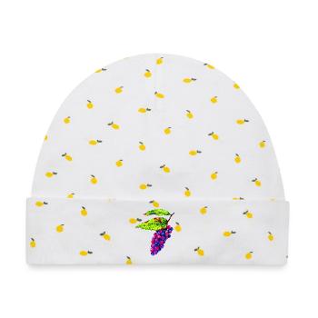 Bunte Weintrauben Illustration - Baby Premium Organic Mütze - Weiß/Zitronengelb - Vorne