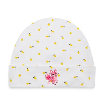 Kawaii Pink Coyote - Baby Premium Organic Mütze - Weiß/Zitronengelb - Vorne
