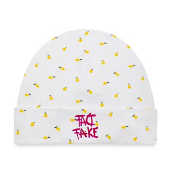 Graffiti Fake Statement Design - Baby Premium Organic Mütze - Weiß/Zitronengelb - Vorne
