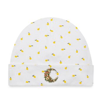 Hummel mit floralen Flügeln - Baby Premium Organic Mütze - Weiß/Zitronengelb - Vorne