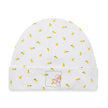 Hibiskus minimalistisch - Baby Premium Organic Mütze - Weiß/Zitronengelb - Vorne