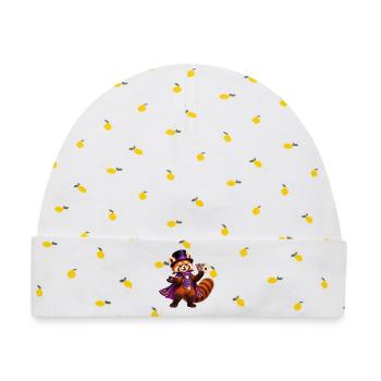 Zauberer Roter Panda mit Spielkarten - Baby Premium Organic Mütze - Weiß/Zitronengelb - Vorne