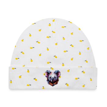 Koala Kopf Geometrisch Bunt - Baby Premium Organic Mütze - Weiß/Zitronengelb - Vorne