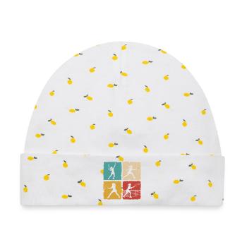 Retro Tennisspielerin Vintage Grunge Design - Baby Premium Organic Mütze - Weiß/Zitronengelb - Vorne