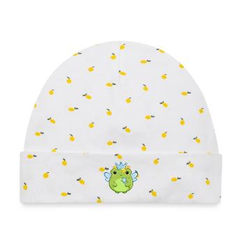 Süßer Frosch als gute Fee mit blauen Flügeln  - Baby Premium Organic Mütze - Weiß/Zitronengelb - Vorne