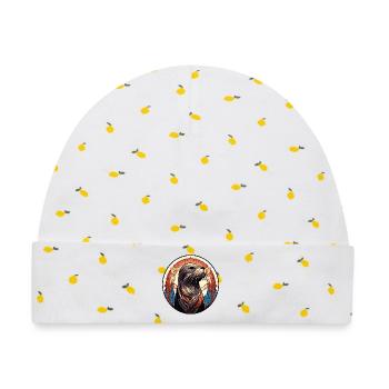 Robbe Seehund Retro Illustration - Baby Premium Organic Mütze - Weiß/Zitronengelb - Vorne