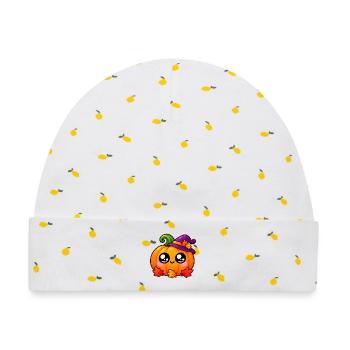 Kawaii Pumpkin Halloween-Hut - Baby Premium Organic Mütze - Weiß/Zitronengelb - Vorne