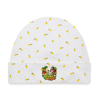 Lustiger Veggie Skull - Baby Premium Organic Mütze - Weiß/Zitronengelb - Vorne