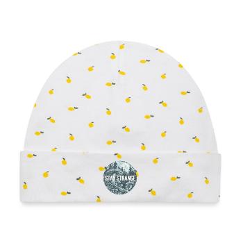 Stay Strange Waldpilz Motiv - Baby Premium Organic Mütze - Weiß/Zitronengelb - Vorne