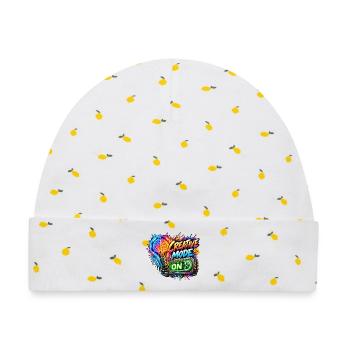 Kreativer Modus Neon Druck - Baby Premium Organic Mütze - Weiß/Zitronengelb - Vorne