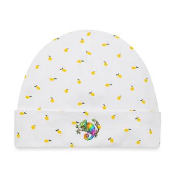Regenbogen-Chamäleon auf Ast - Baby Premium Organic Mütze - Weiß/Zitronengelb - Vorne
