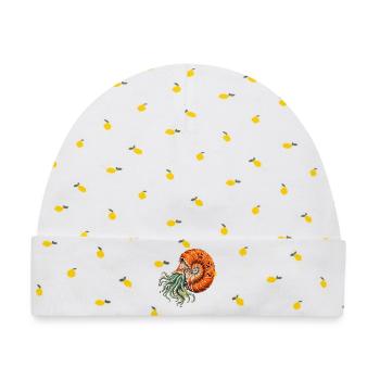 Nautilus mit Kürbisspirale - Baby Premium Organic Mütze - Weiß/Zitronengelb - Vorne