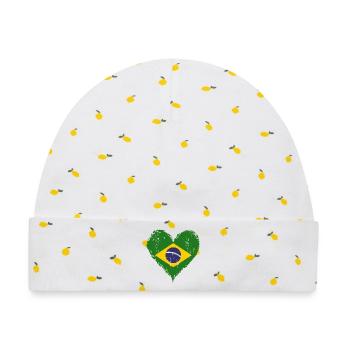 Brasilien Herzflagge Grunge - Baby Premium Organic Mütze - Weiß/Zitronengelb - Vorne