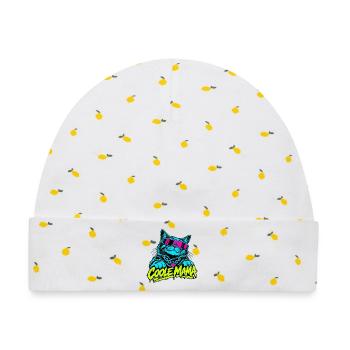 Coole Mama Katze Neon-Grafik - Baby Premium Organic Mütze - Weiß/Zitronengelb - Vorne
