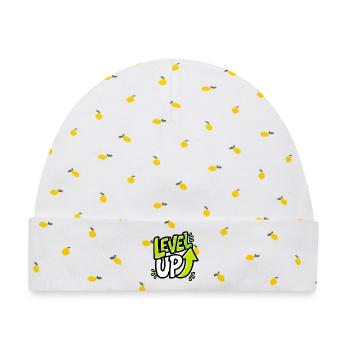 GEN Z ZITIERT TYPOGRAFIEDESIGN – Level Up Neon - Baby Premium Organic Mütze - Weiß/Zitronengelb - Vorne