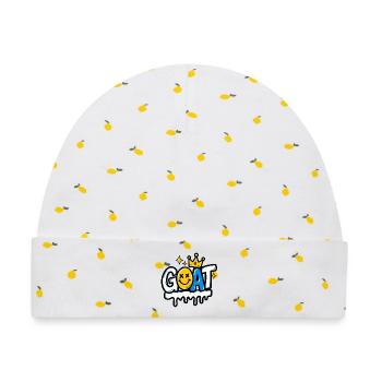 GEN Z ZITATE – Goat Crown Graffiti Smile - Baby Premium Organic Mütze - Weiß/Zitronengelb - Vorne