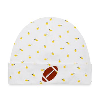 Football - Baby Premium Organic Mütze - Weiß/Zitronengelb - Vorne
