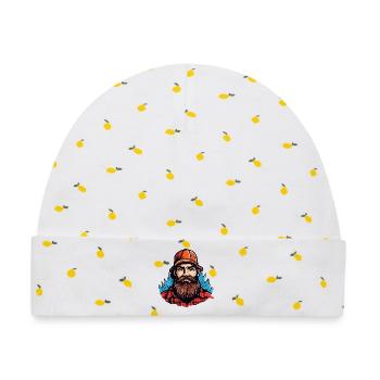 Lumberjack mit rotem Flanell - Baby Premium Organic Mütze - Weiß/Zitronengelb - Vorne